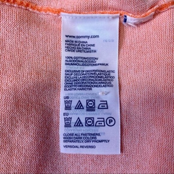 Tommy Hilfiger V Neck Button Front Sweater Cardigan Orange Medium - Picture 8 of 8